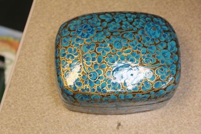 Paper Mache India Lacquer Box. 4 1/2" across