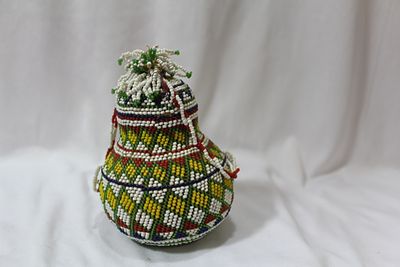 A Beaded Gourd Shape Bottle. possibly Indian - as found - 4 1/4" tall