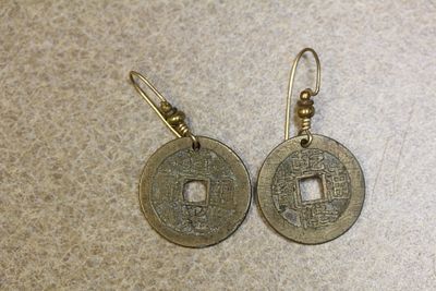 Antique/Vintage Chinese Coin Earrings. as shown