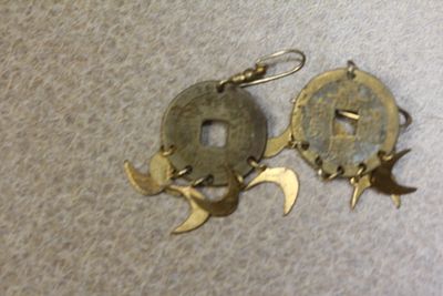 Antique/Vintage Chinese Coin Earrings. as shown