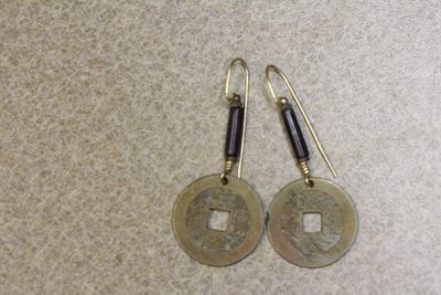 Antique/Vintage Chinese Coin Earrings. as shown