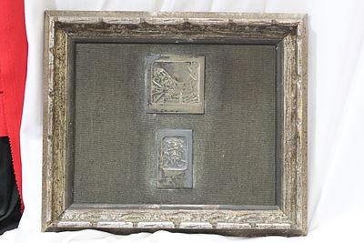 A Boris Schwartz Judaica Silver Plaques. lot of 2 - framed - overall= 10 3/4" x 12 3/4"