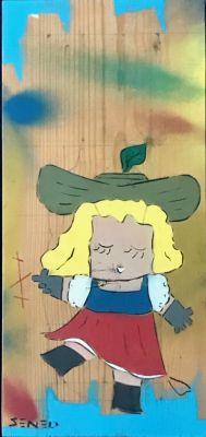 Adi Sened - No title. Original stencil on wood panel 
Size : 48 x 23 x 3 cm 
Unique piece 
Hand 