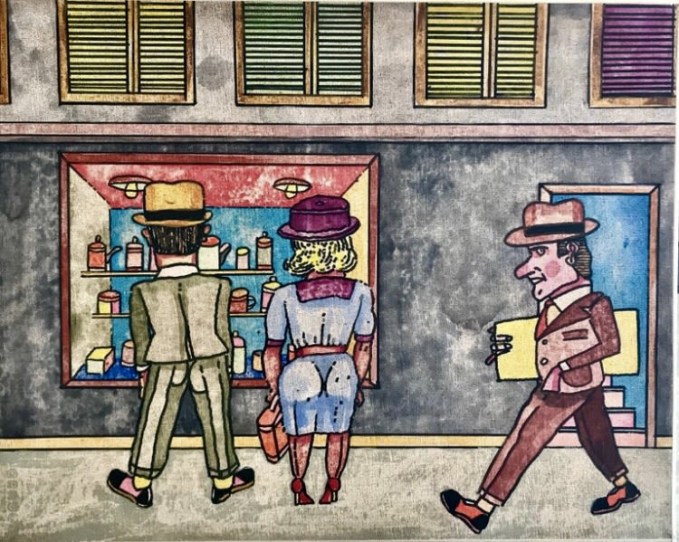 Antonio Segui - Haciendo Vidrieras. Oil on canvas 
Unique piece 
Hand signed, titled and dated 2017 