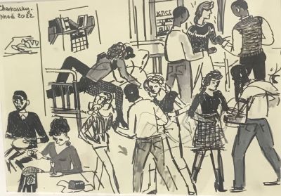 Zoya Cherkassky - No Title. Gouache on paper 
Hand signed at top left 
Unique piece