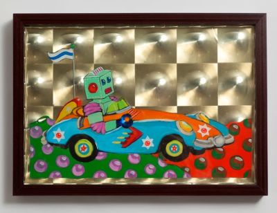 ELIAHOU ERIC BOKOBZA - Inspector. Acrylic and watercolor on hologram paper 
Framed 
Unique piece 