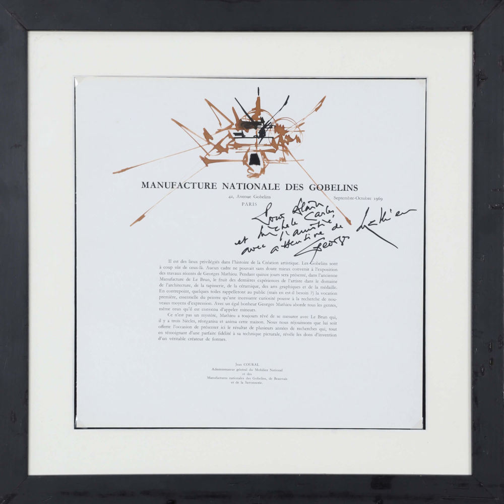 Georges Mathieu - No Title. Original ink on paper 
Hand signed 
Unique piece