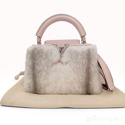 Louis Vuitton Mink Fur and Light Pink Taurillon Leather Capucines Mini 2-Way Handbag. A Louis 