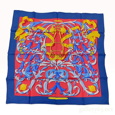 Hermes Le Mors A La Conetable Silk Scarf. This is a Hermes silk twill scarf featuring the Le 