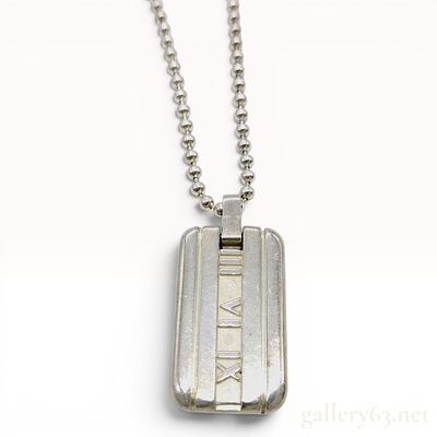 Tiffany & Co. Sterling Silver Atlas Dog Tag Pendant Necklace. A Tiffany &amp; Co. sterling 