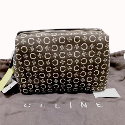 Celine Macadam C Logo and Triomphe Jacquard Cosmetic Pouch. A Celine cosmetic pouch featuring a 