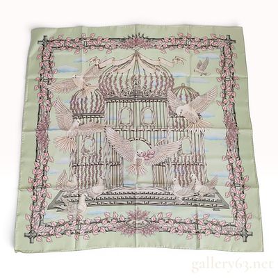 Hermes Envol Silk Twill Scarf Designed by Joachim Metz. A vintage Hermes silk twill scarf 