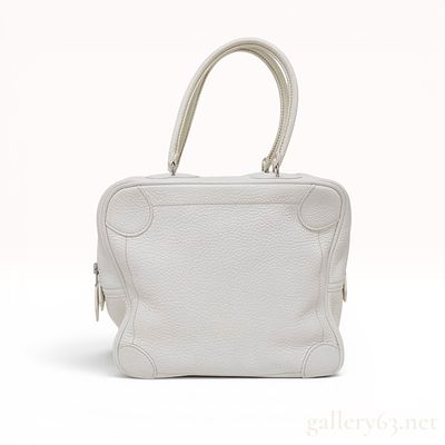 Hermes White Tryon Clemence Leather Omnibus PM Handbag. Hermes Omnibus PM handbag crafted from 