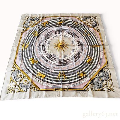 Hermes Dies et Hore 90cm Silk Twill Scarf. A vintage silk twill scarf by Hermes in the Dies et 