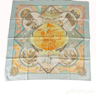 Hermes Au-dela des cinq Mers Silk Scarf. An Hermes silk twill scarf in the Au-dela des cinq Mers 