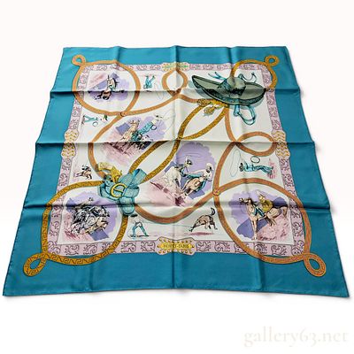 Hermes Charreada Silk Twill Scarf by Jean de Fougerolle. This square silk twill scarf from 
