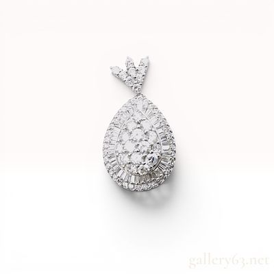 Platinum and 2.57ctw Diamond Pear-Shaped Cluster Pendant. A platinum pendant designed as a 