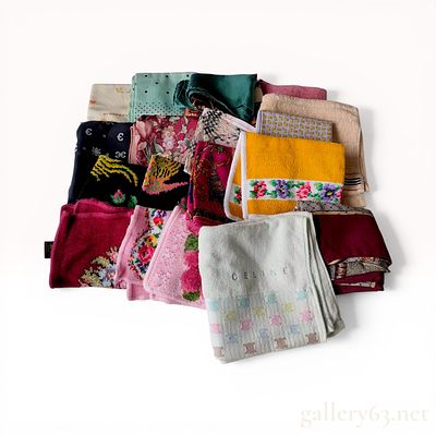 A Collection of Designer Handkerchiefs and Hand Towels Including Burberry, Celine, and Furla. A 