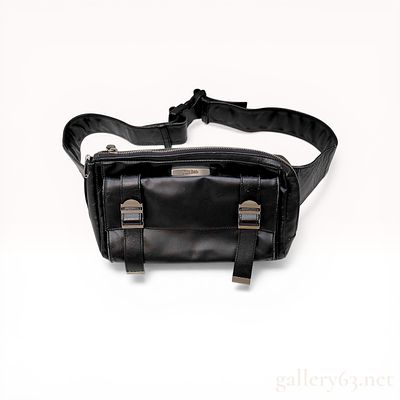 Jean Paul Gaultier Black Leather Waist Bag. Jean Paul Gaultier black leather waist bag, late 