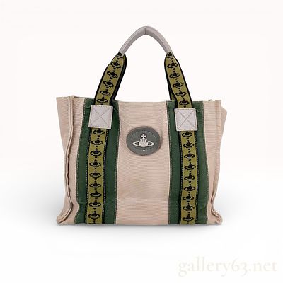 Vivienne Westwood Accessories Canvas and Leather Tote Bag. A Vivienne Westwood Accessories tote 