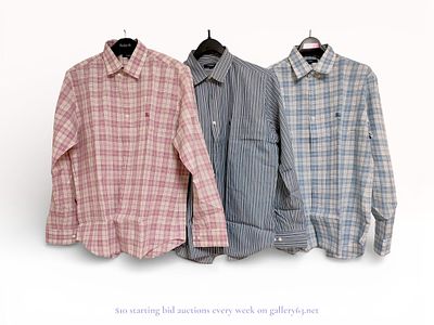 Late 1990s Burberry London Men's Button-Down Shirts, Trio with Prorsum Knight Logo. This lot 