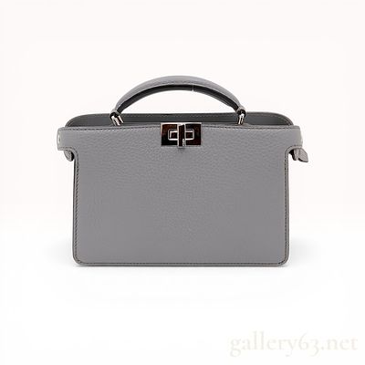 Fendi Grey Grained Leather Peekaboo ISeeU Mini Handbag. Fendi Peekaboo ISeeU Mini handbag in 