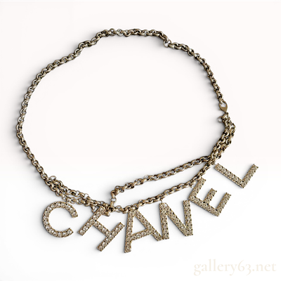 Chanel C19 K Gold-Tone and Crystal Letter Charm Belt or Necklace. This Chanel jewelry piece is a 