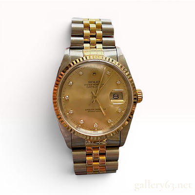 Rolex Datejust Reference 16233 Stainless Steel and 18 Karat Yellow Gold Wristwatch with Factory 