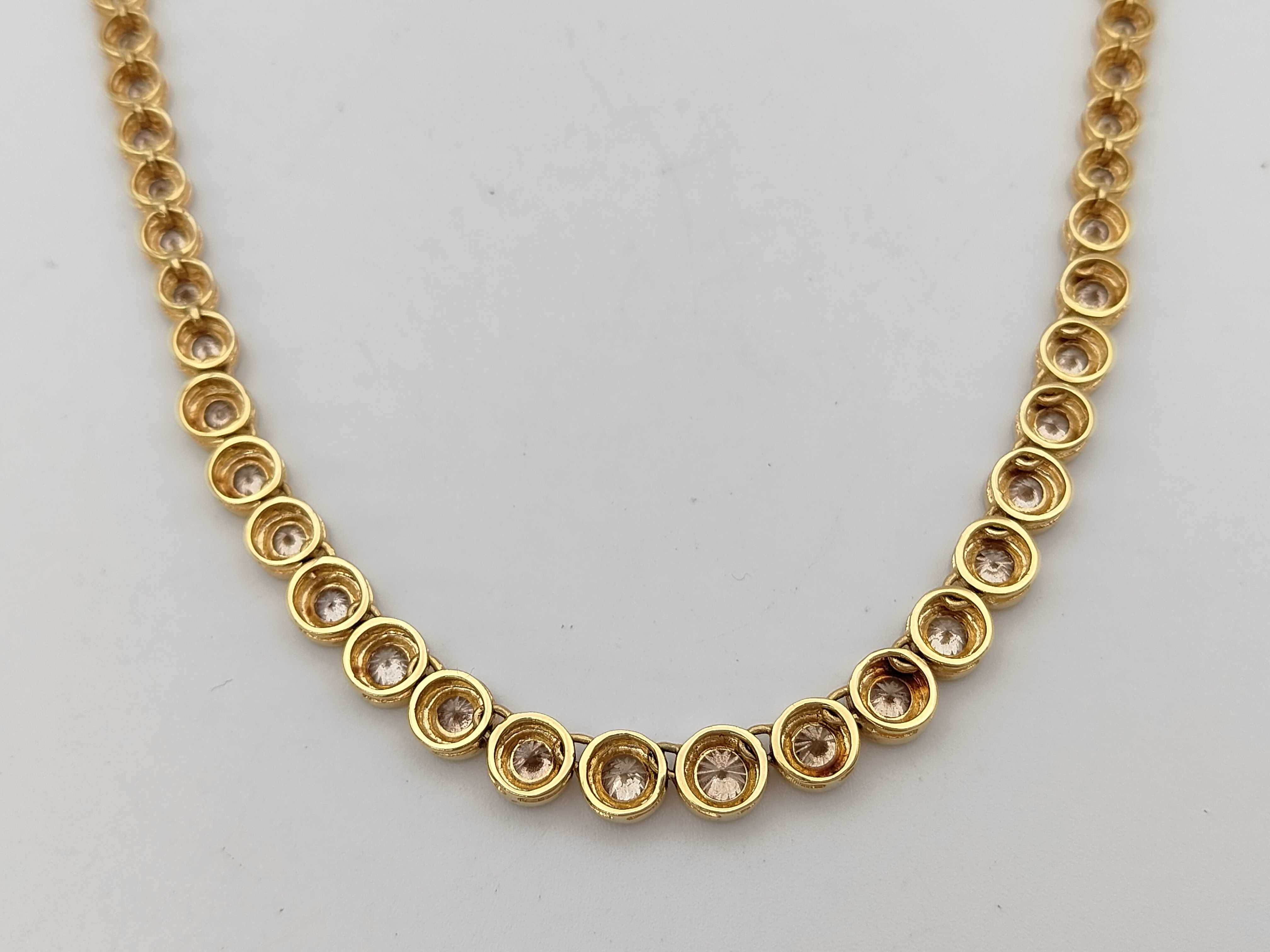 18K Yellow Gold and 10.00 Carat Graduated Champagne Diamond Tennis Necklace