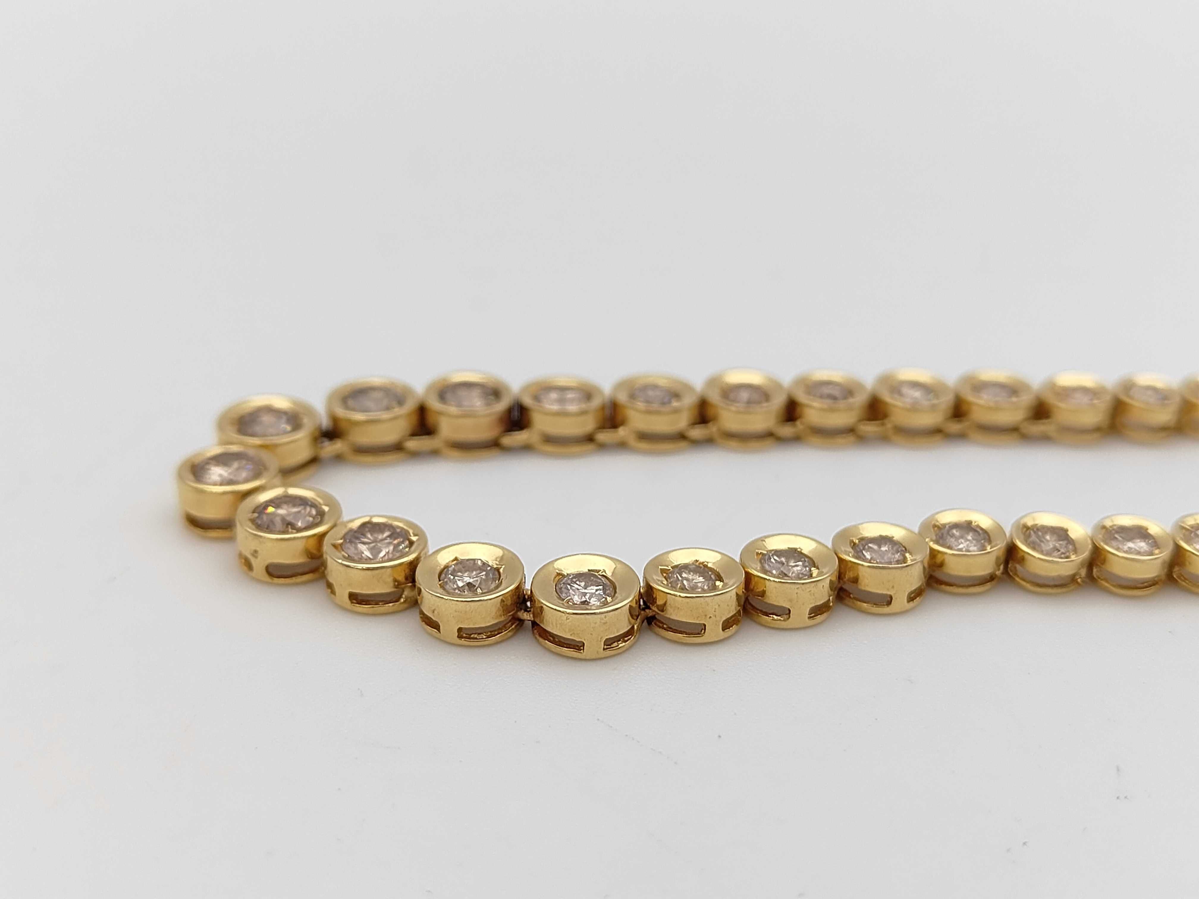 18K Yellow Gold and 10.00 Carat Graduated Champagne Diamond Tennis Necklace