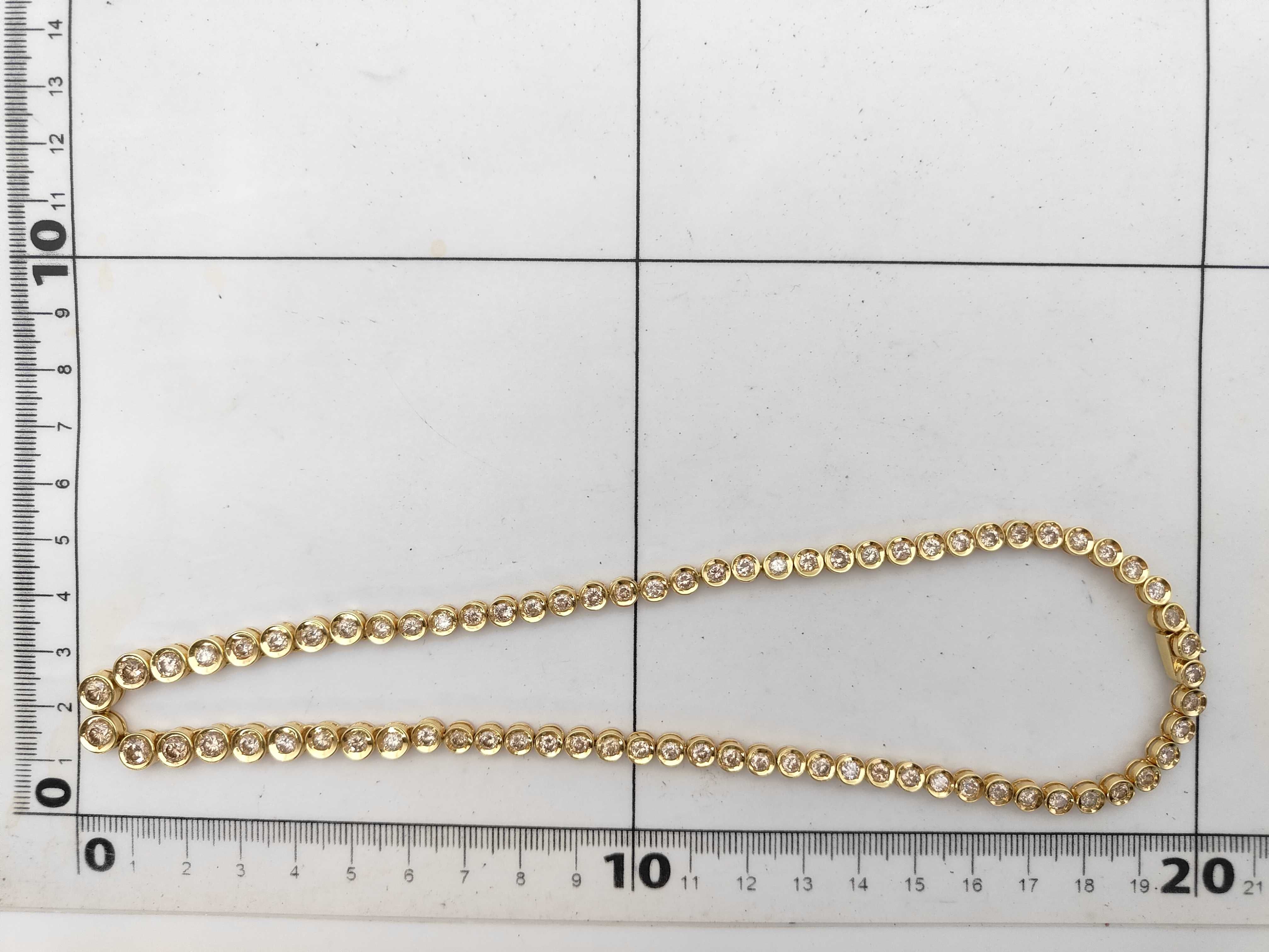 18K Yellow Gold and 10.00 Carat Graduated Champagne Diamond Tennis Necklace