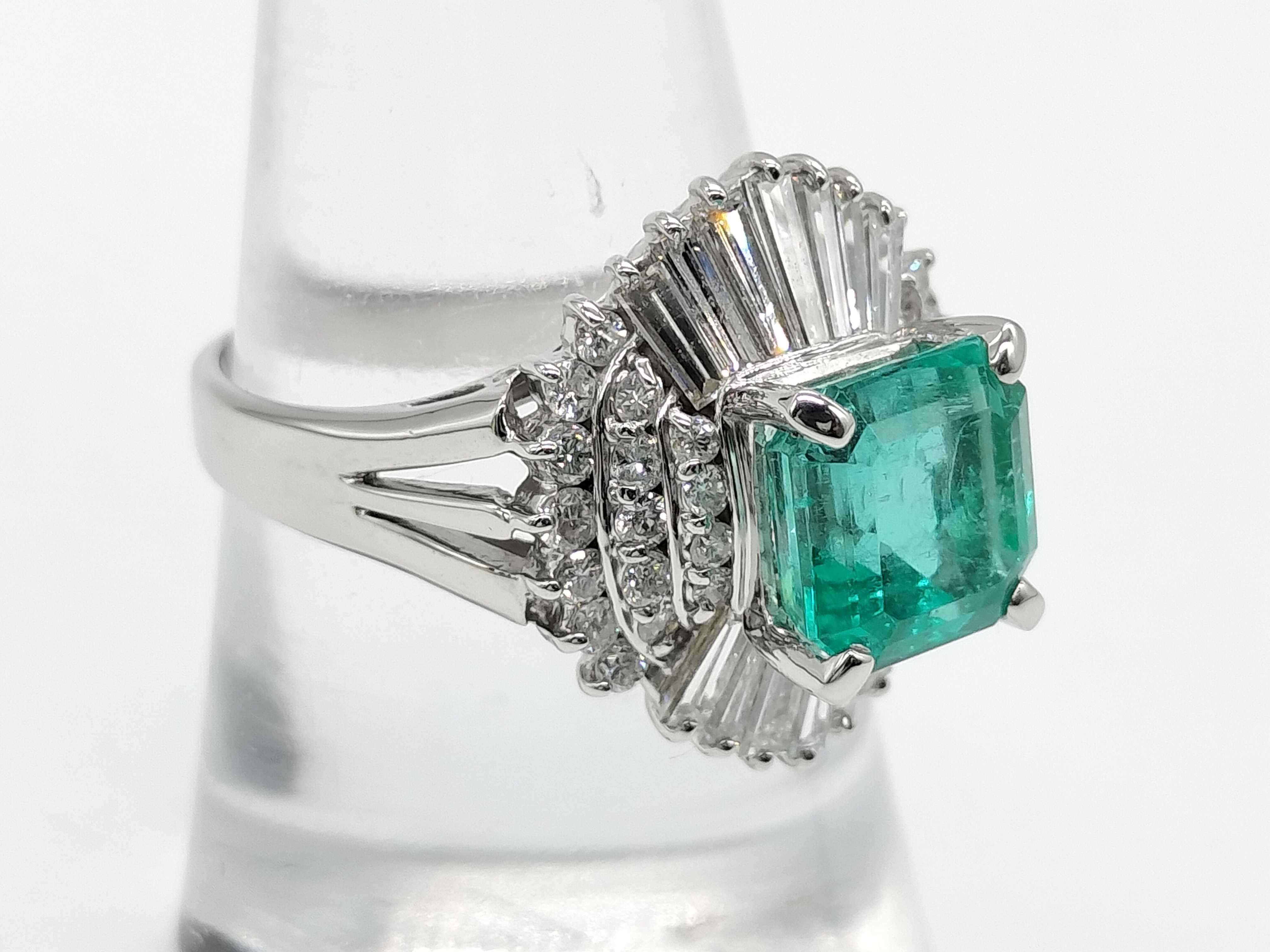 Colombian Emerald and Diamond Platinum Ballerina Style Cocktail Ring