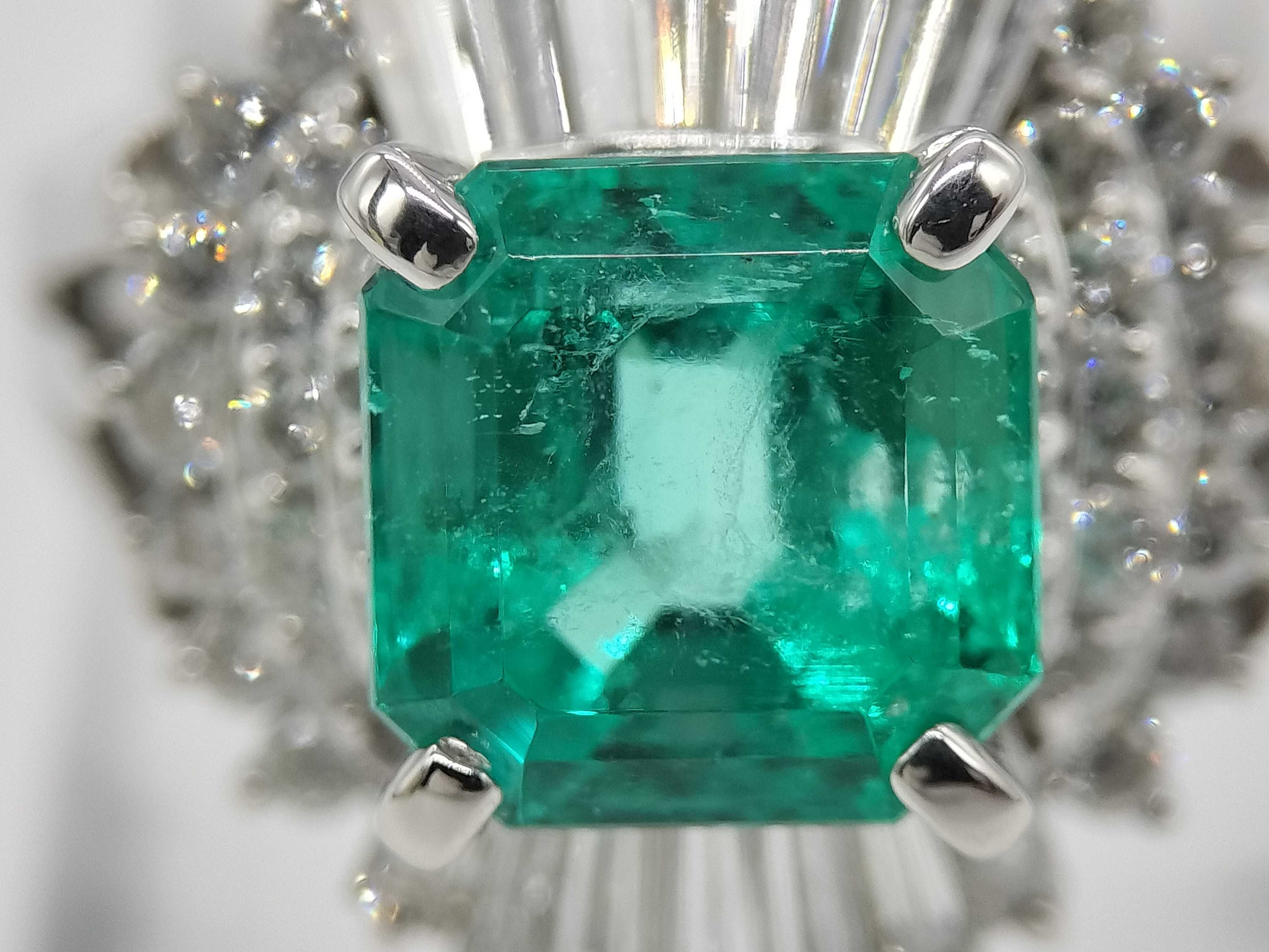 Colombian Emerald and Diamond Platinum Ballerina Style Cocktail Ring