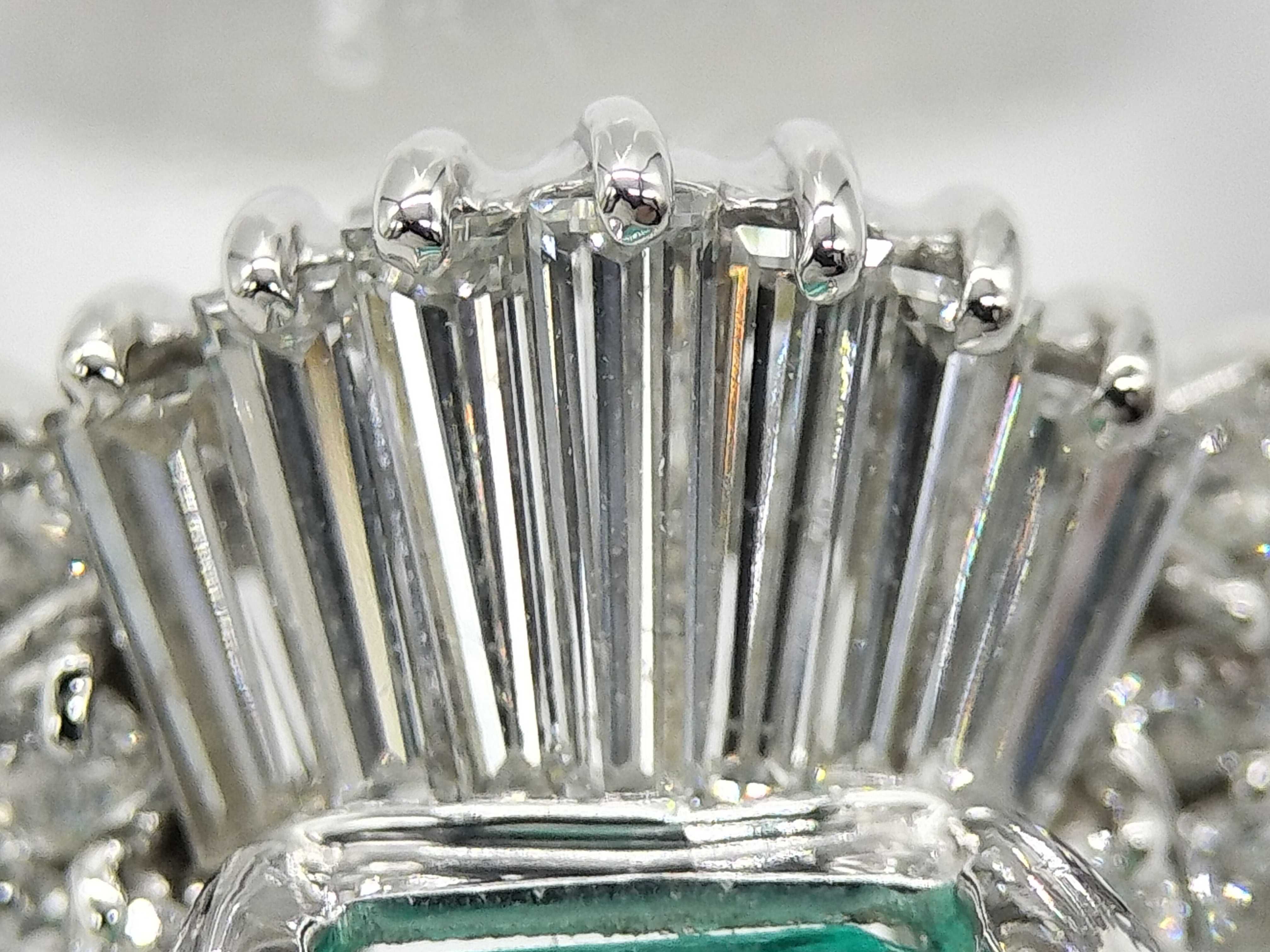 Colombian Emerald and Diamond Platinum Ballerina Style Cocktail Ring