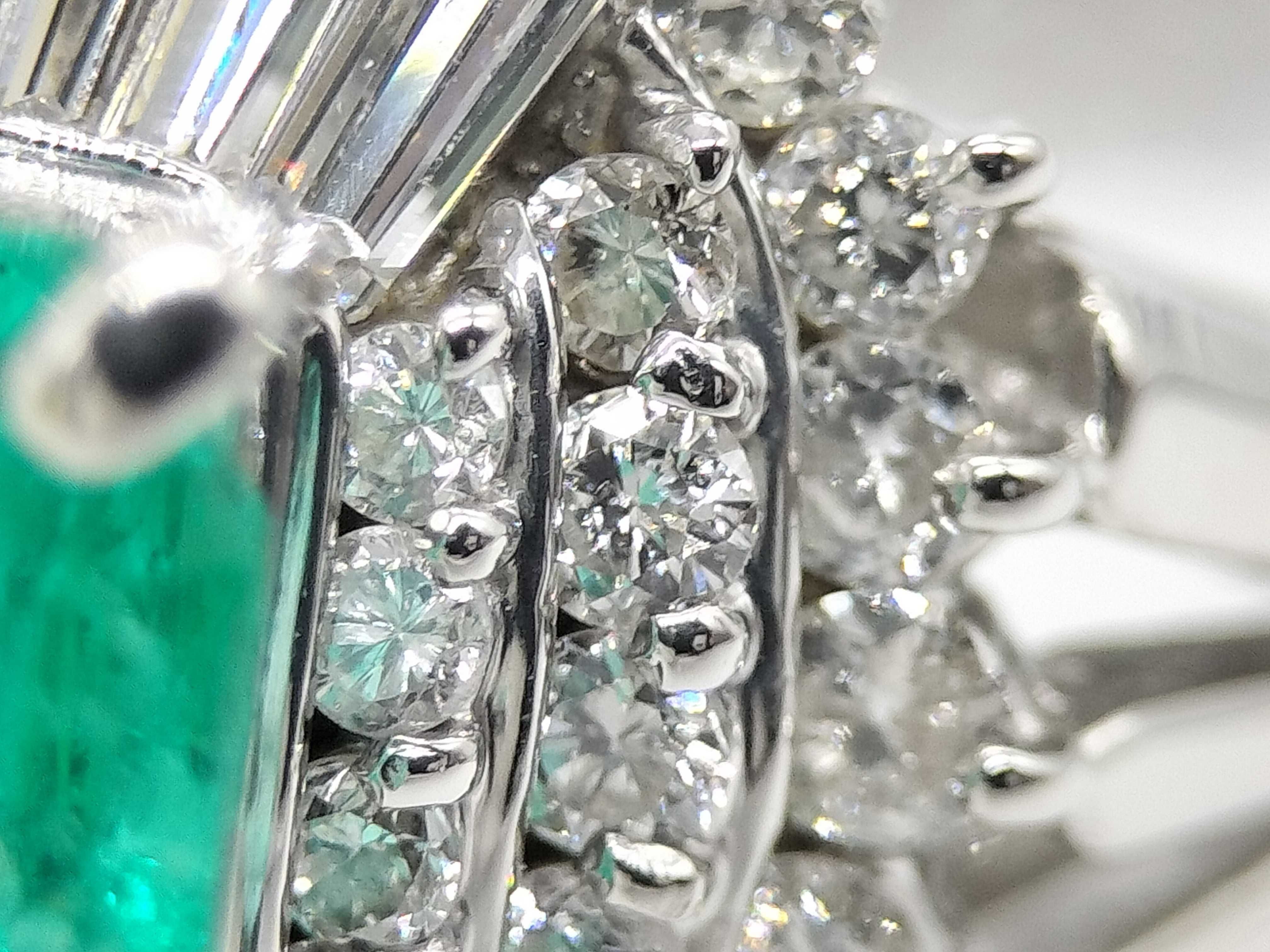Colombian Emerald and Diamond Platinum Ballerina Style Cocktail Ring