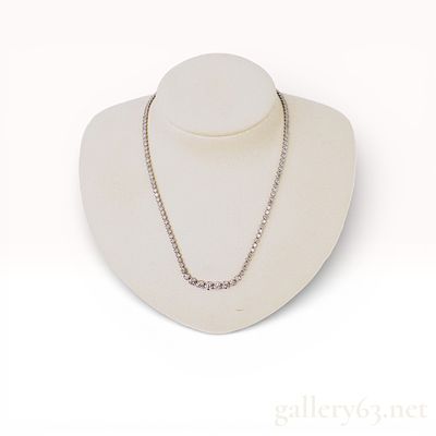 5.00ct Natural Diamond Tennis Necklace in 18K White Gold, 16". Graduated tennis necklace in 