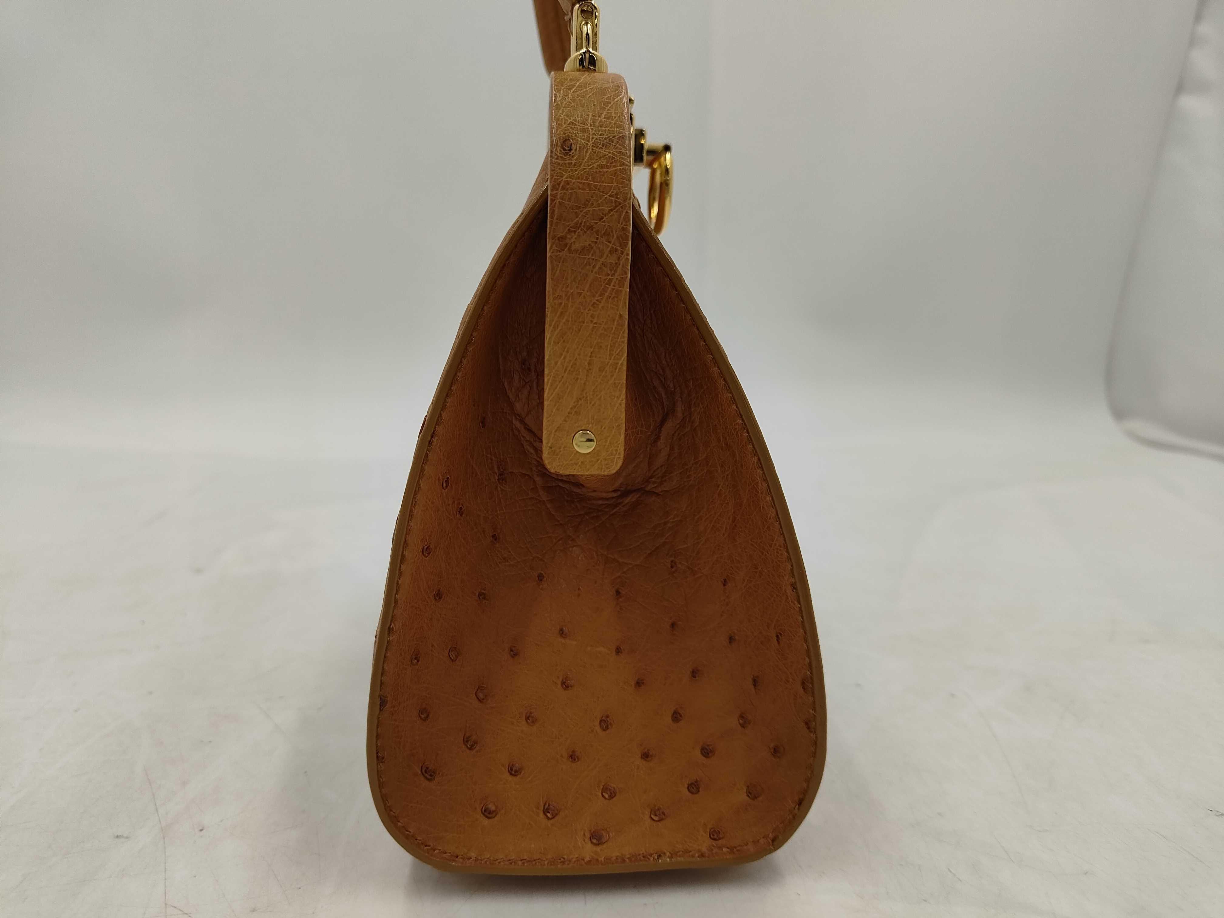 Christian Dior Vintage Ostrich Leather Frame Top Handle Bag