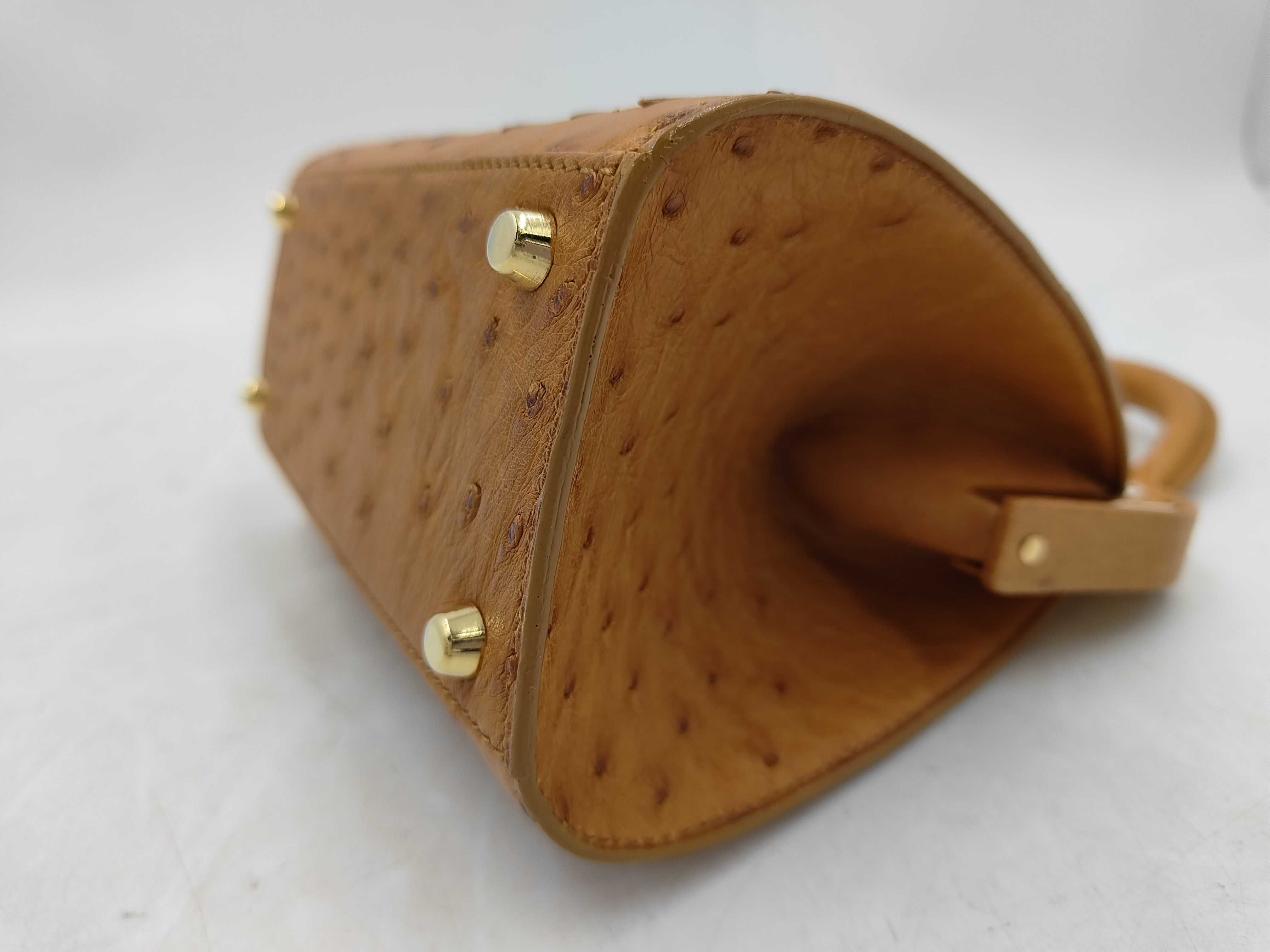 Christian Dior Vintage Ostrich Leather Frame Top Handle Bag