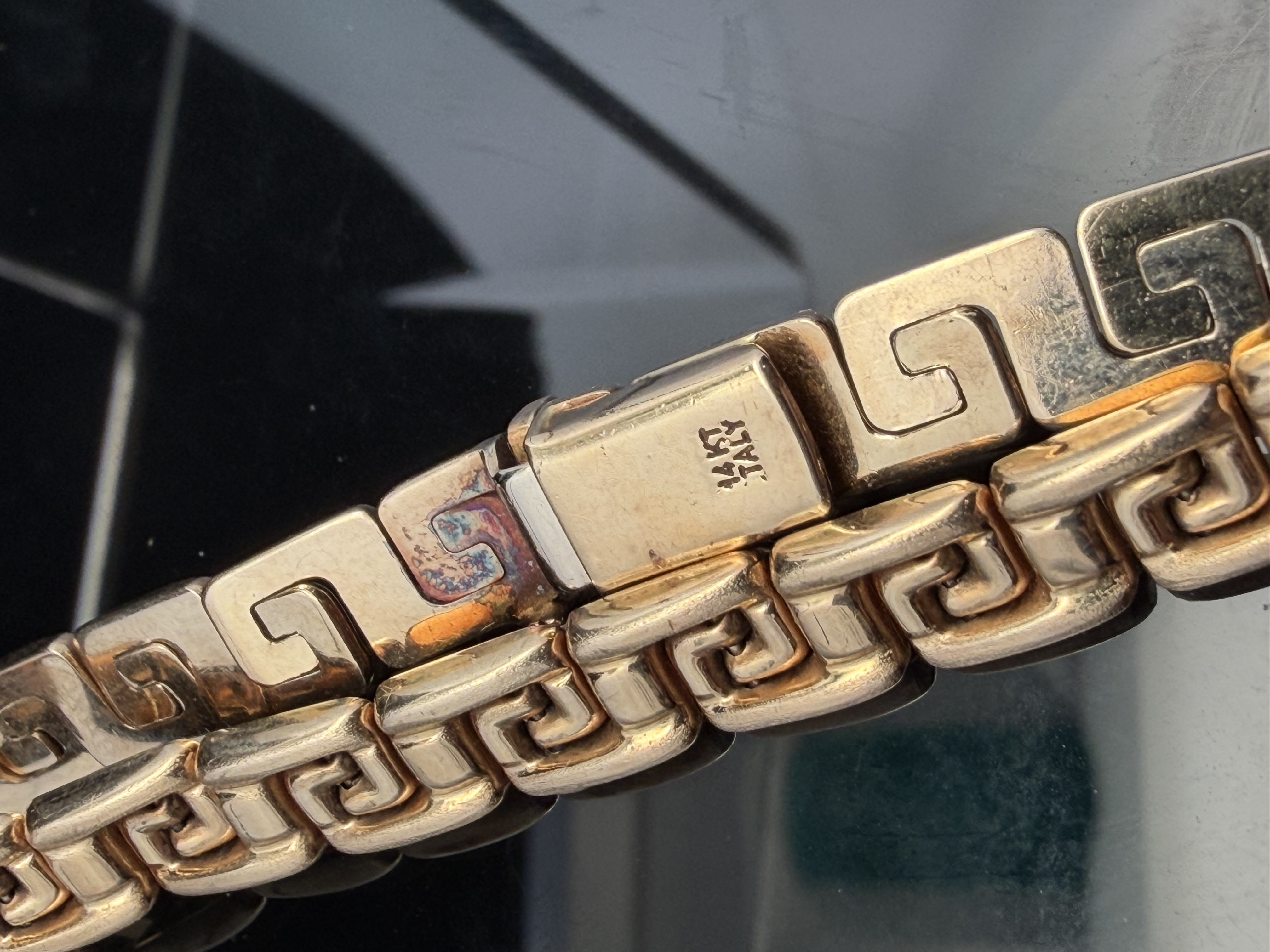 Italian 14K Yellow Gold Greek Key Design Bracelet