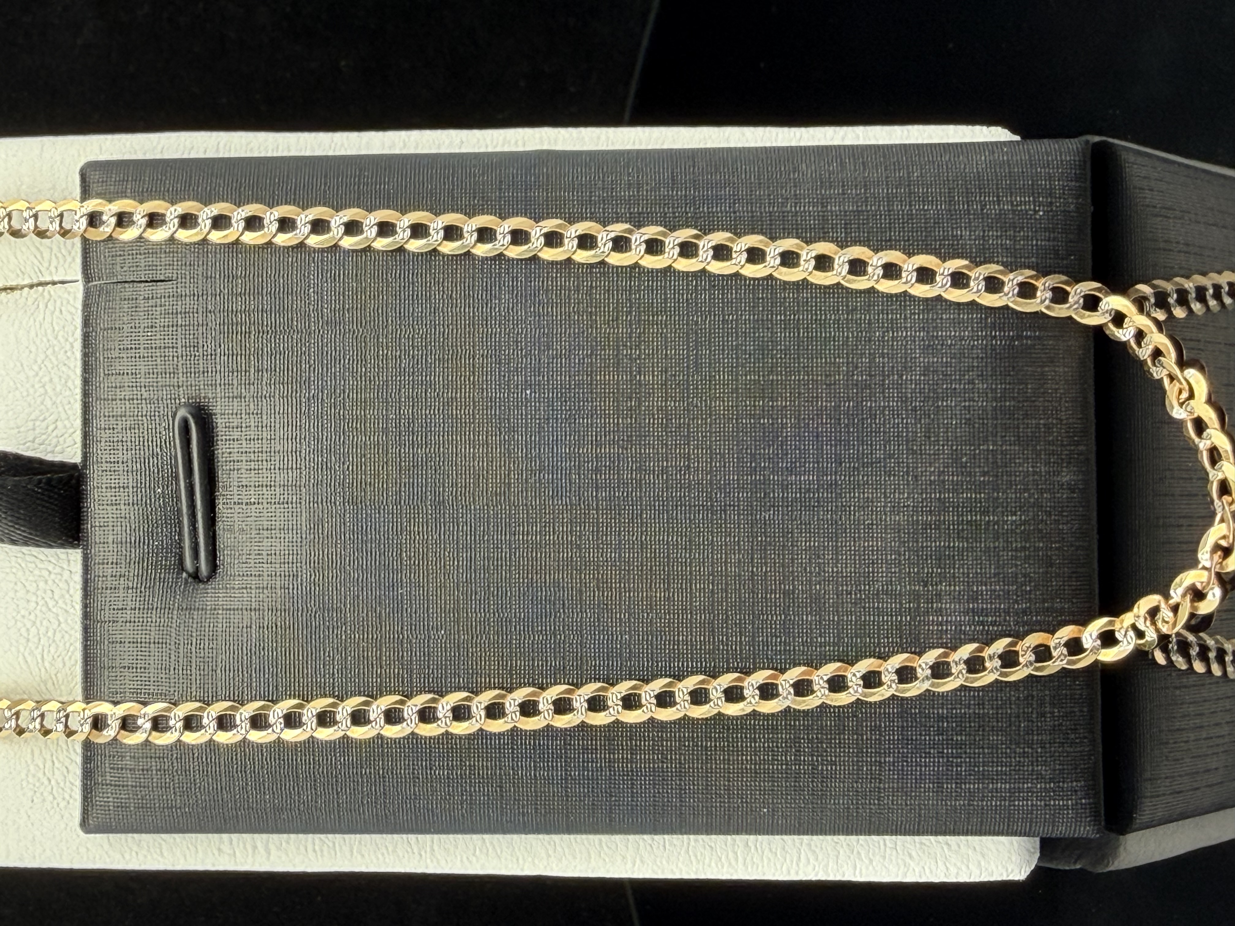 14K Two Tone Diamond Cut Curb Link Necklace