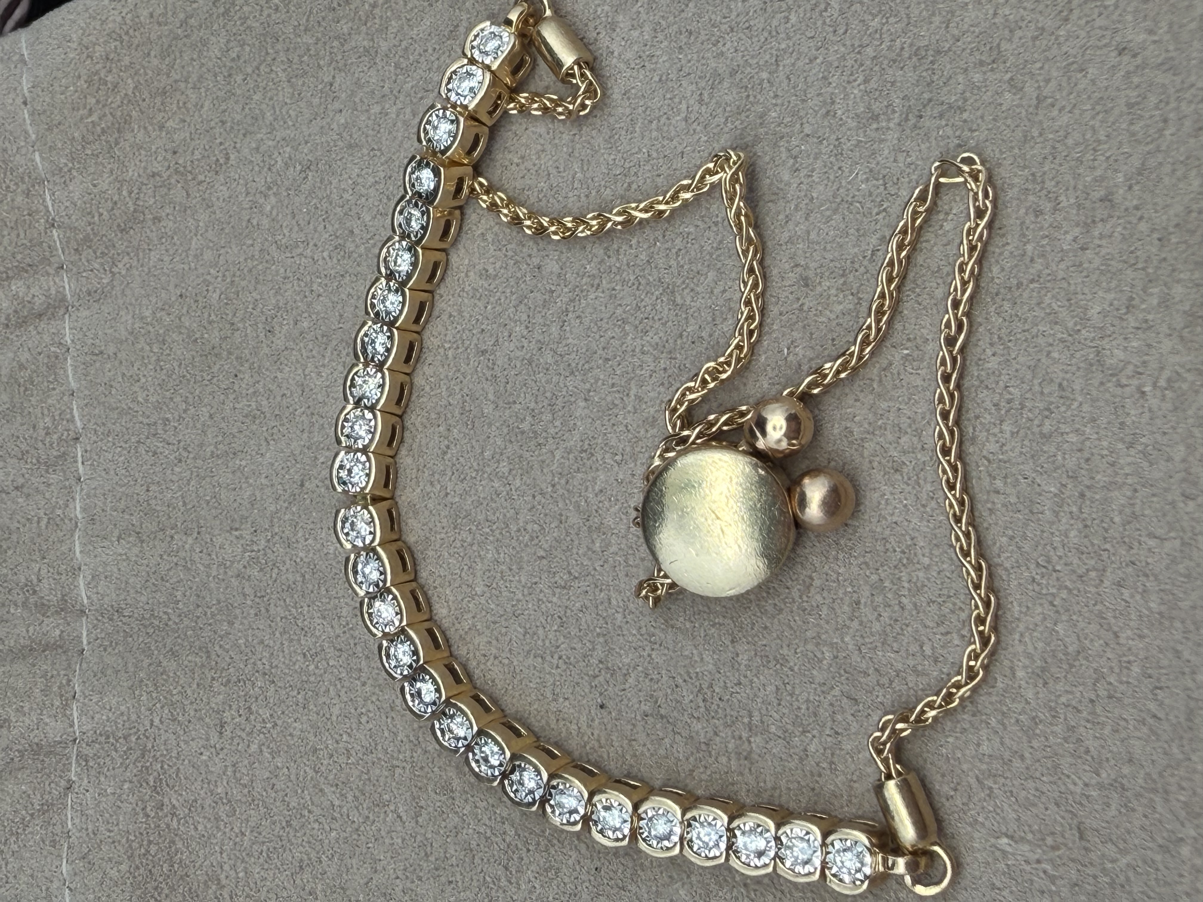 10K Yellow Gold Natural Diamond Tennis Bracelet