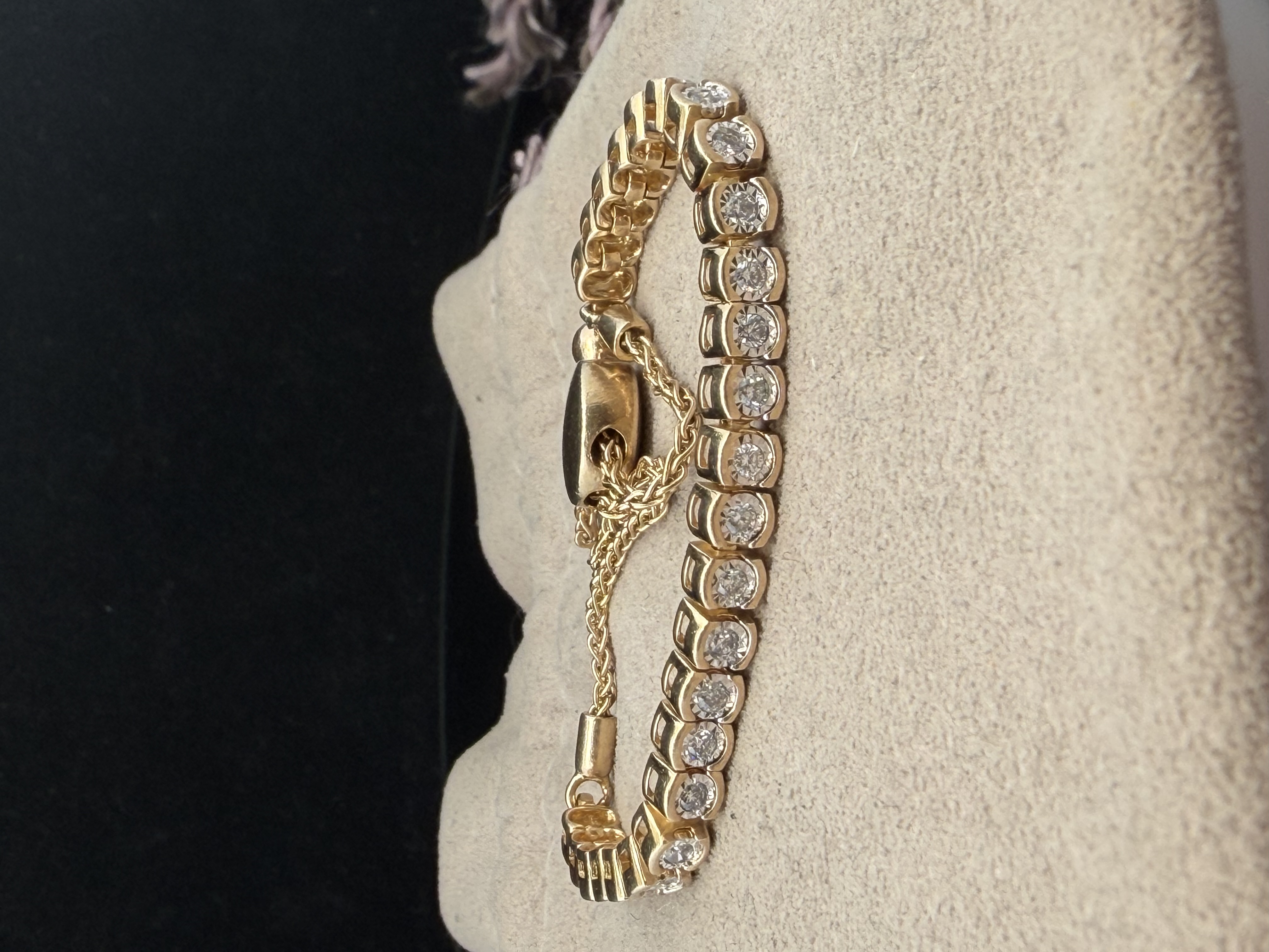 10K Yellow Gold Natural Diamond Tennis Bracelet