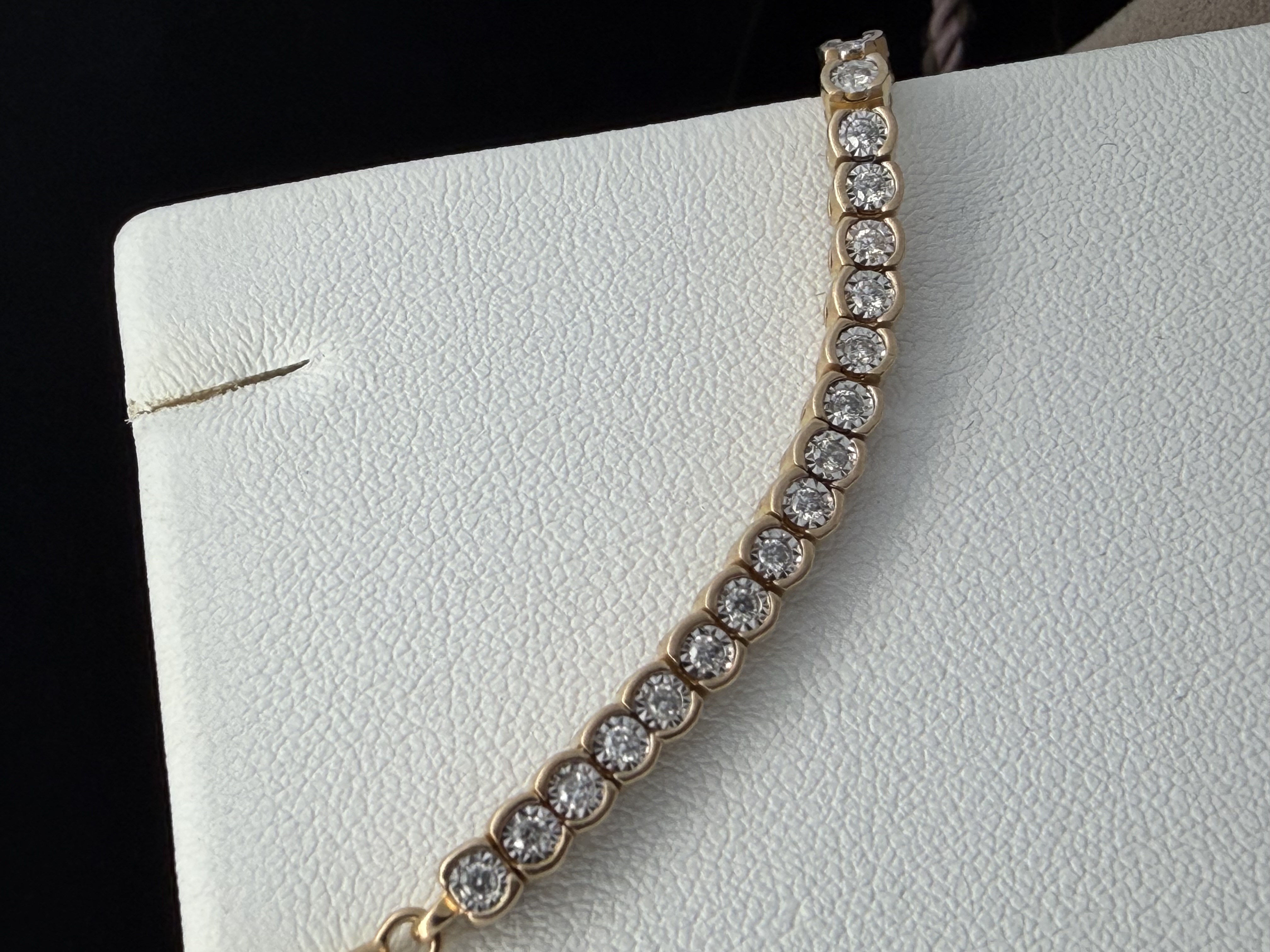10K Yellow Gold Natural Diamond Tennis Bracelet