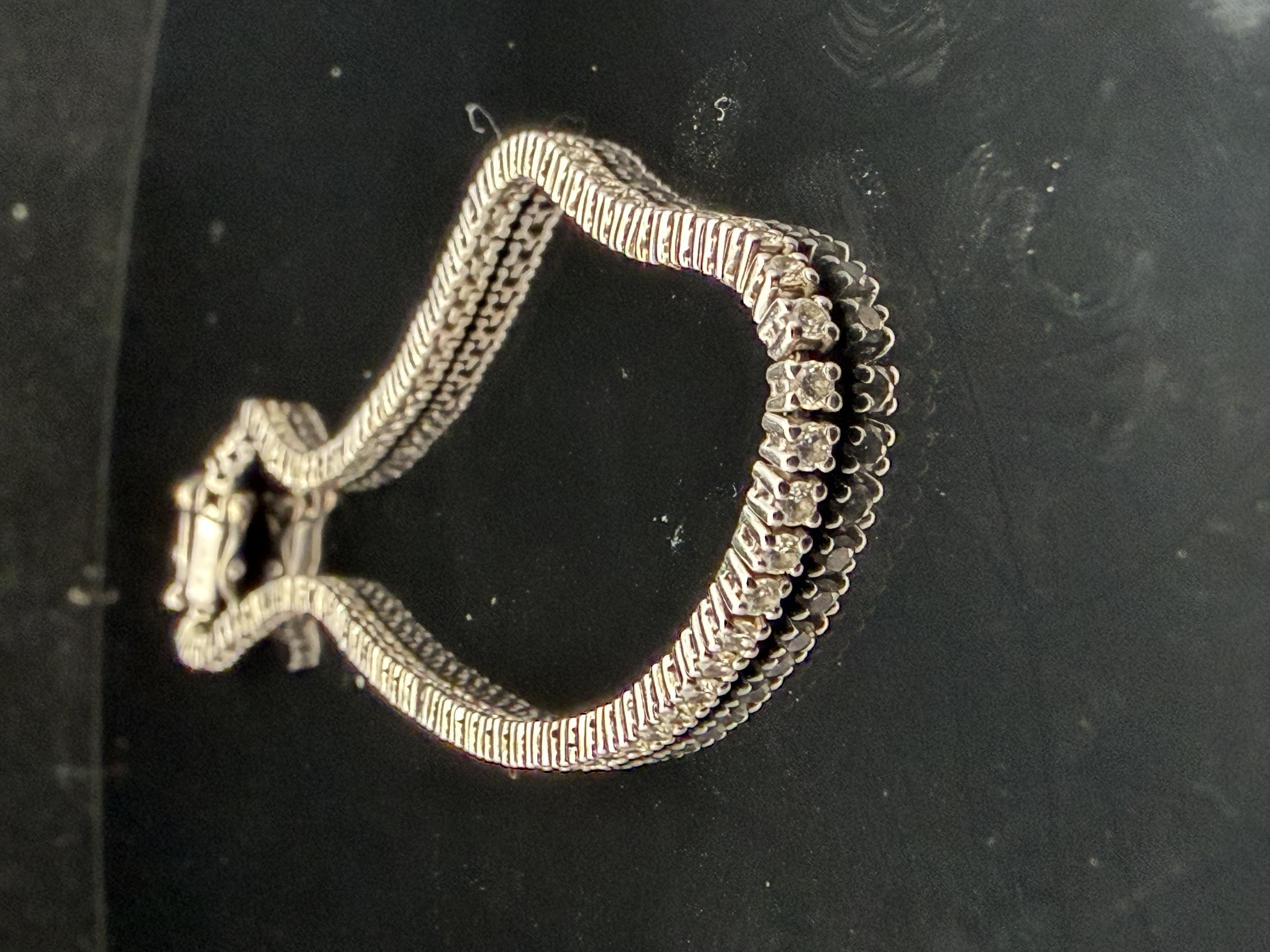 14K White Gold Natural Diamond Tennis Bracelet