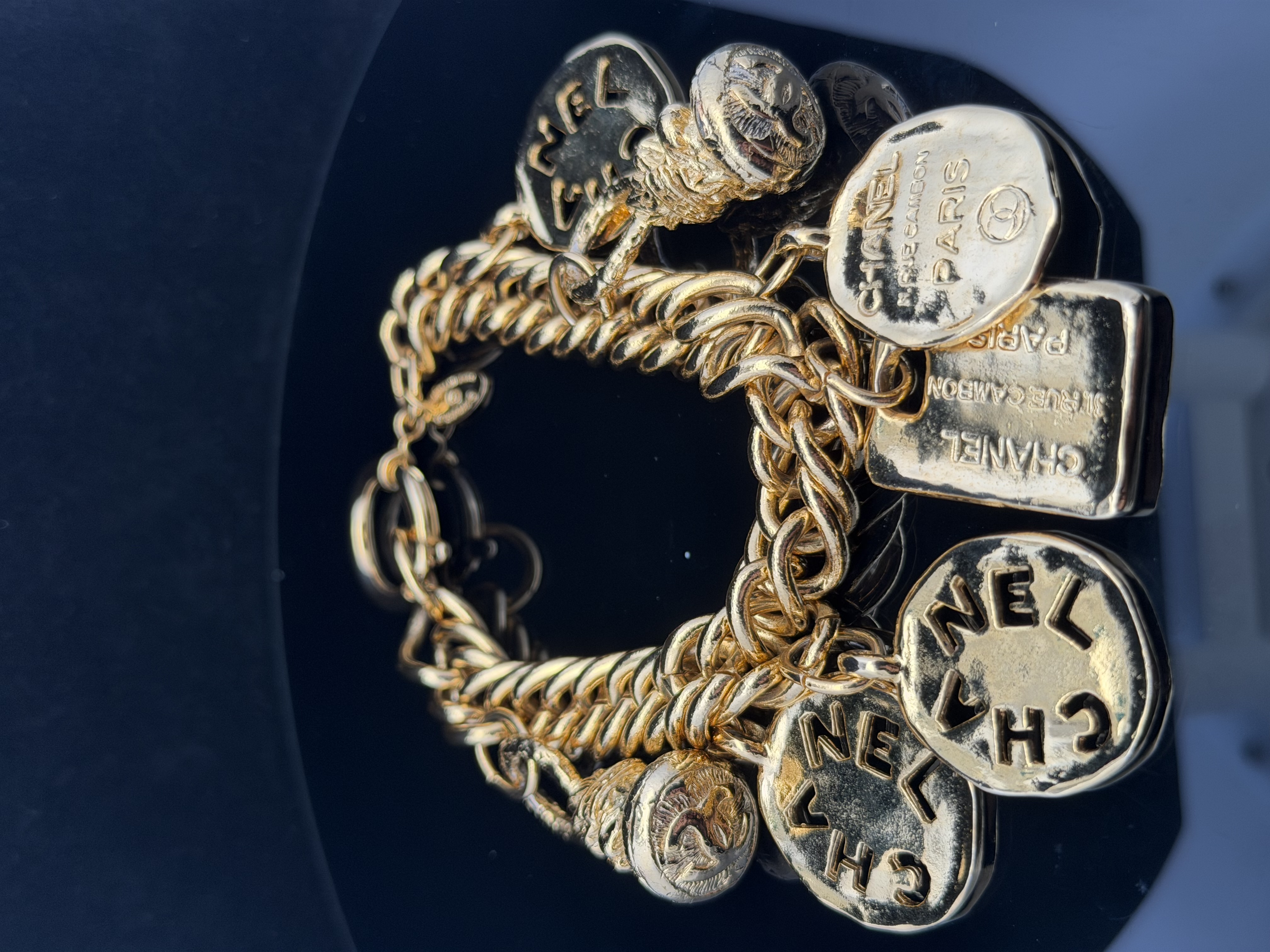 Vintage Authentic Chanel 31 Rue Cambon Charm Bracelet Rare Gilt