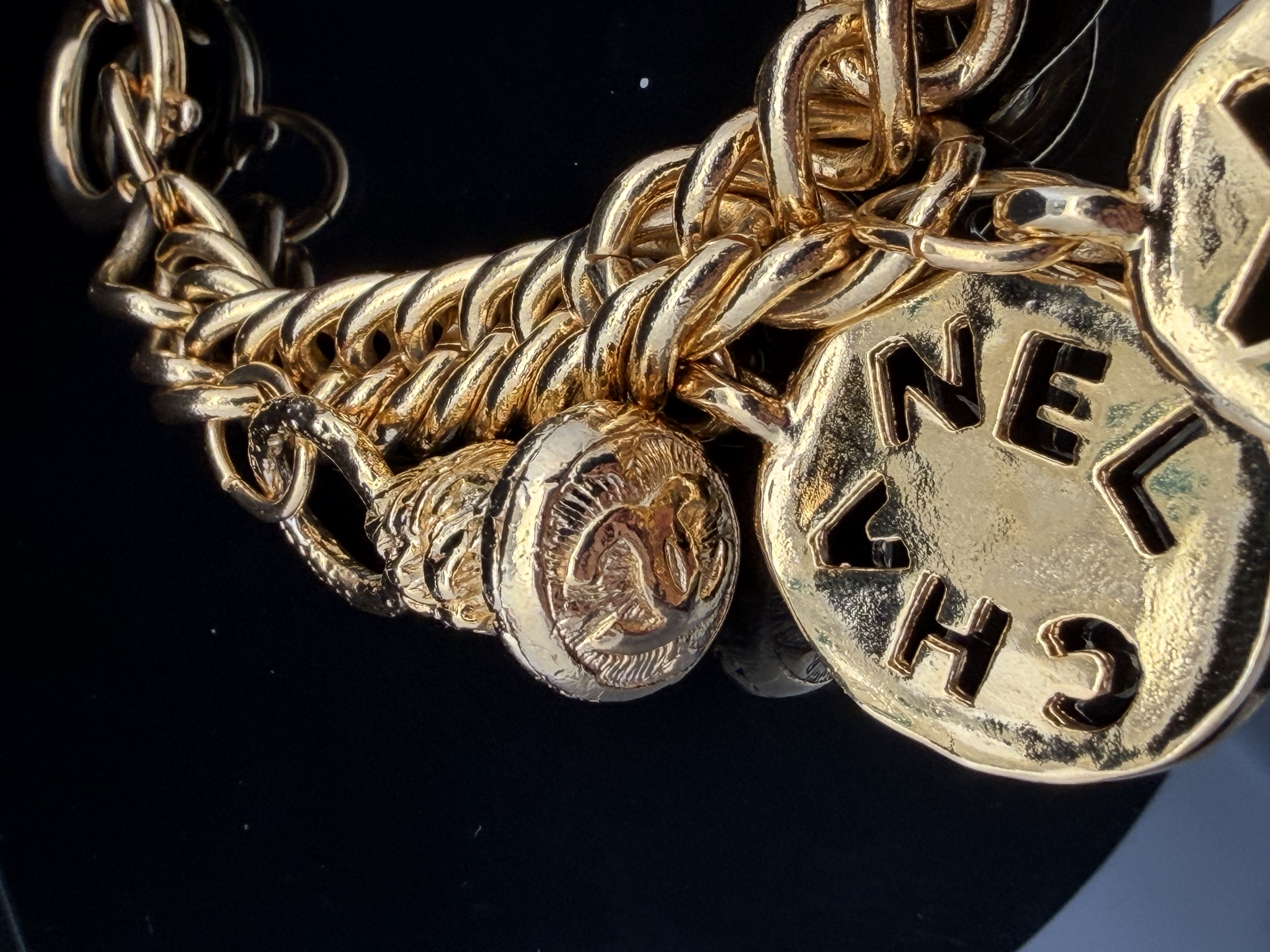Vintage Authentic Chanel 31 Rue Cambon Charm Bracelet Rare Gilt