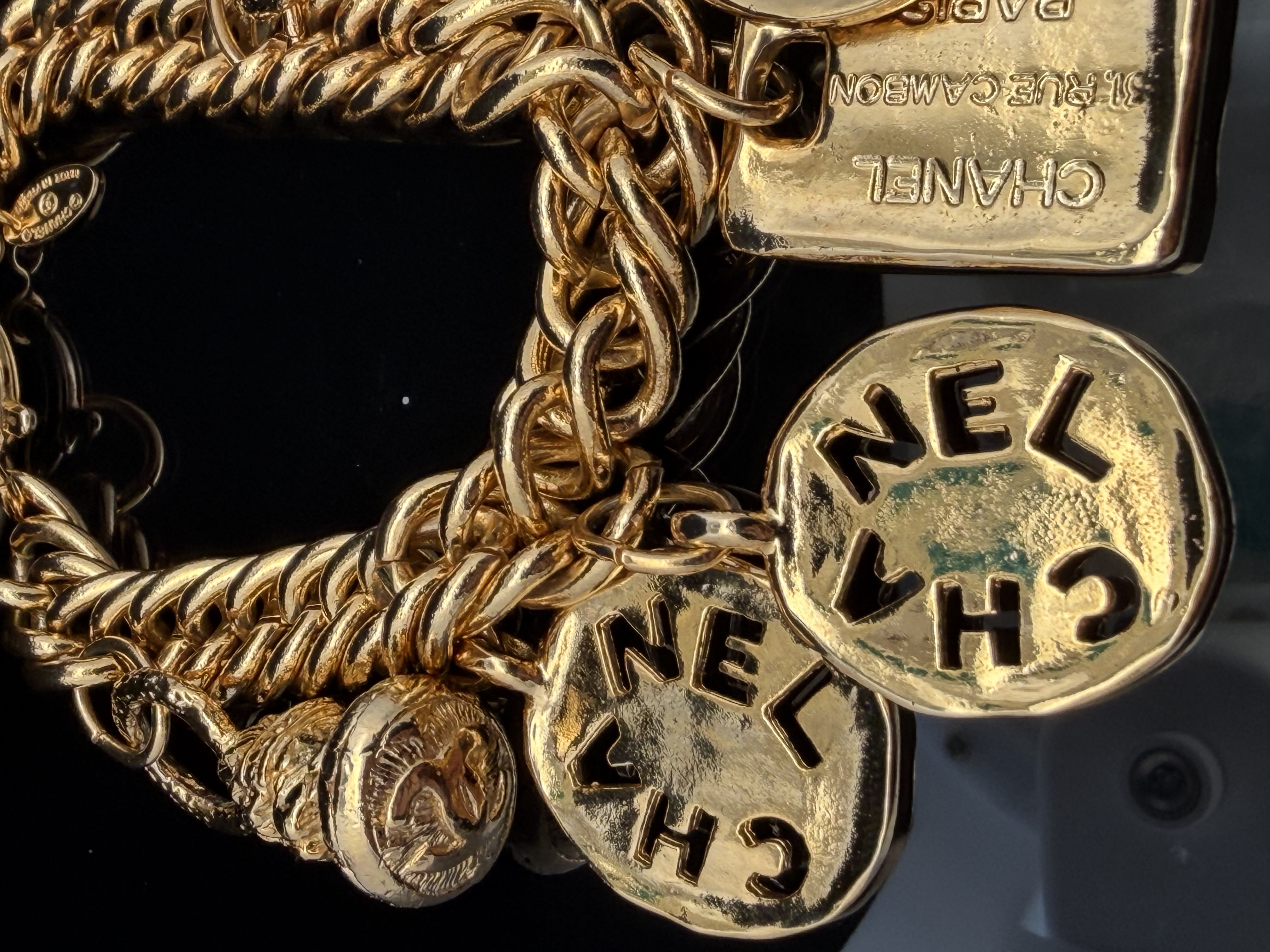 Vintage Authentic Chanel 31 Rue Cambon Charm Bracelet Rare Gilt