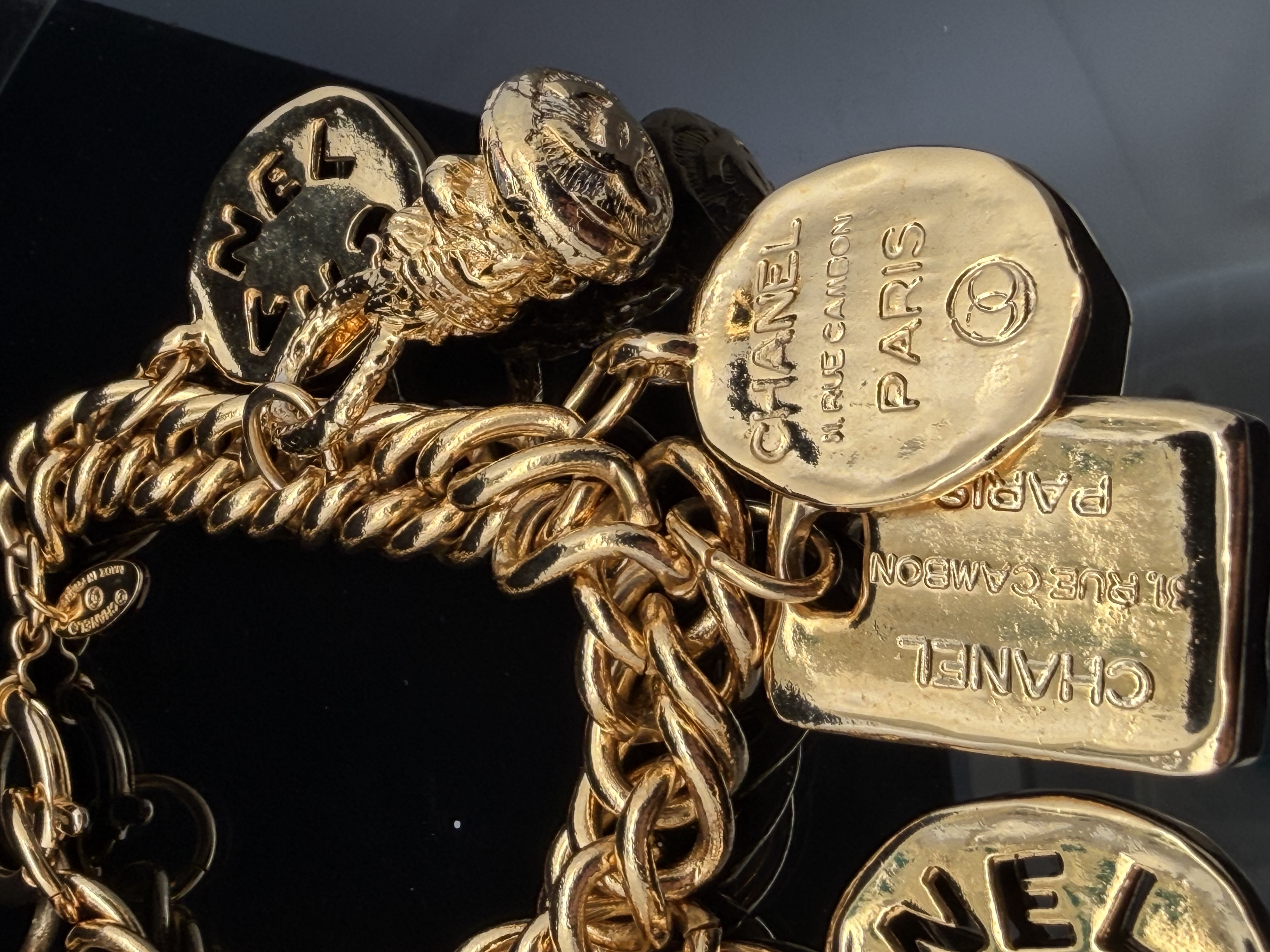 Vintage Authentic Chanel 31 Rue Cambon Charm Bracelet Rare Gilt