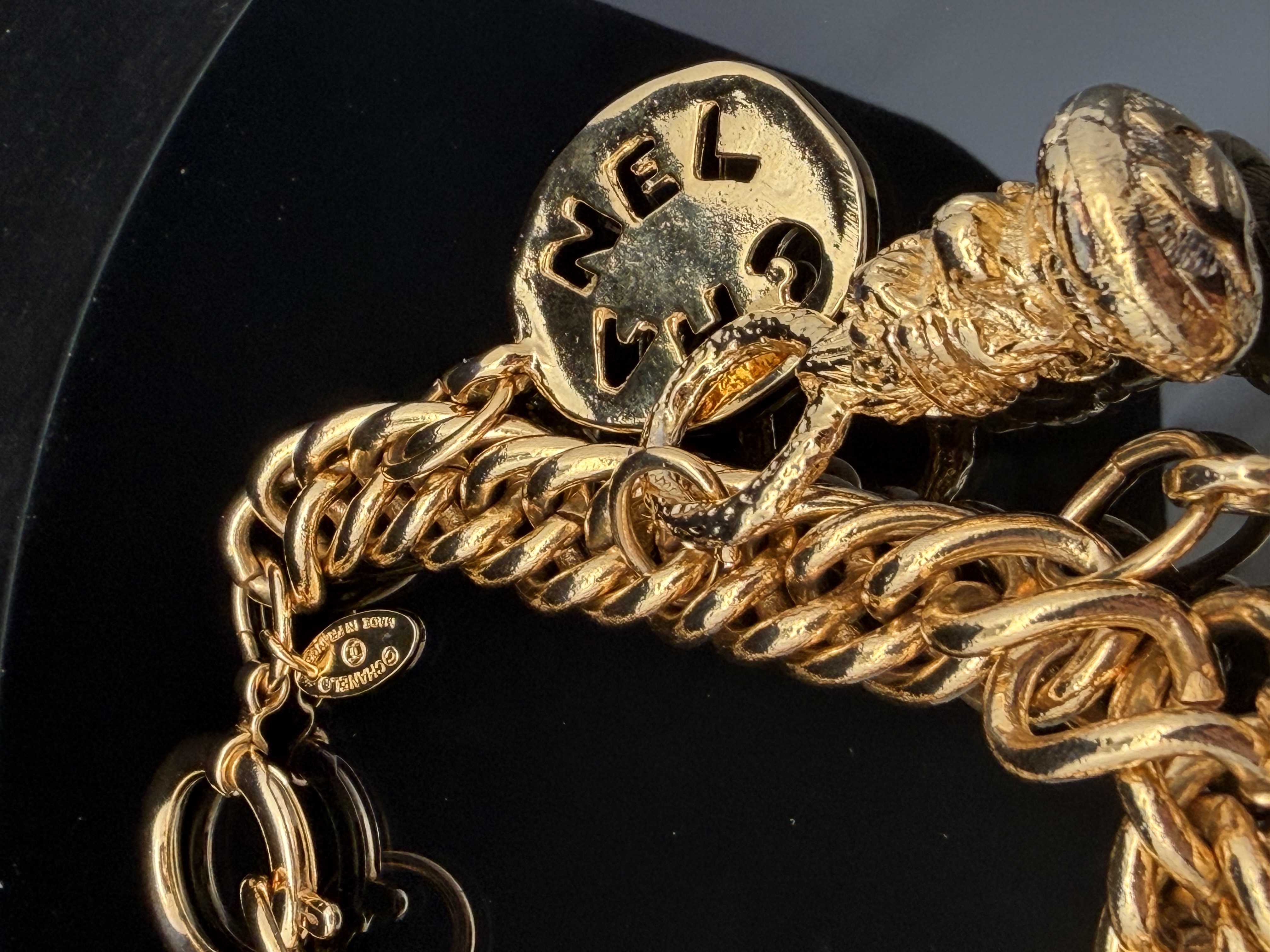 Vintage Authentic Chanel 31 Rue Cambon Charm Bracelet Rare Gilt