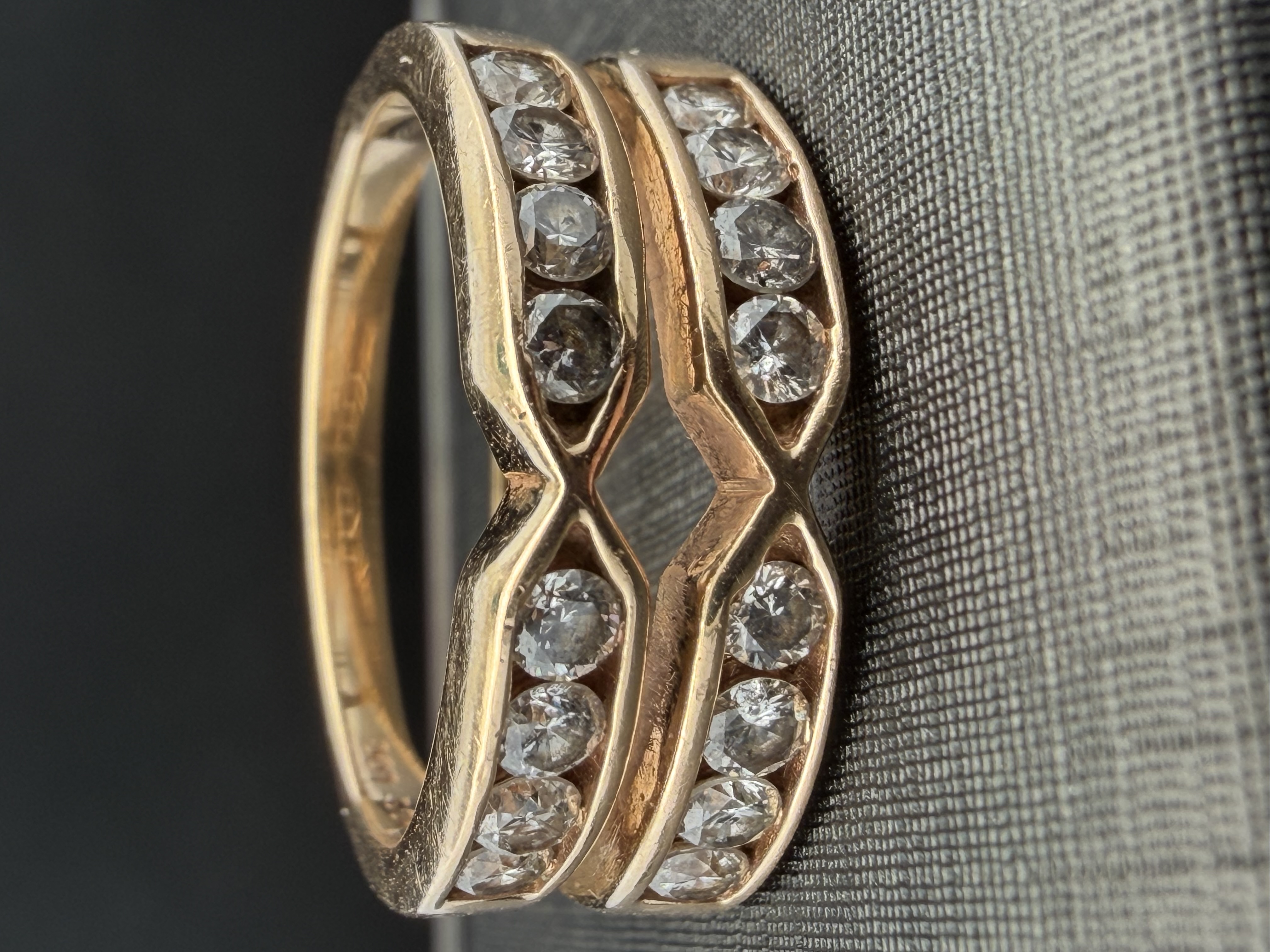 14K Yellow Gold Natural Diamond Double Band Ring